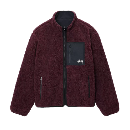 Stussy Sherpa Reversible Jacket - Burgundy