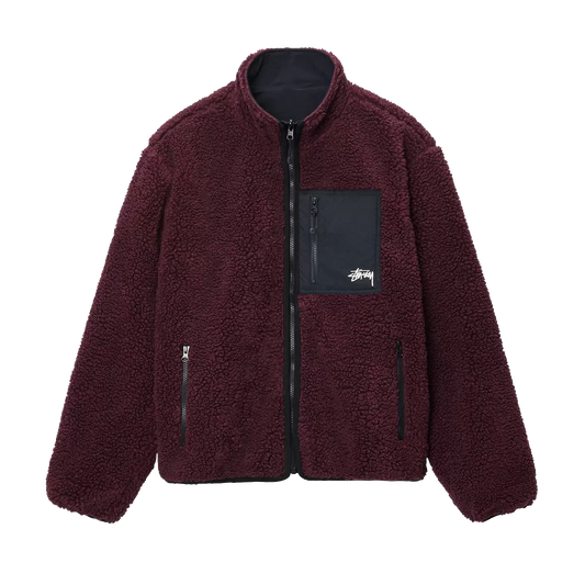 Stussy Sherpa Reversible Jacket - Burgundy