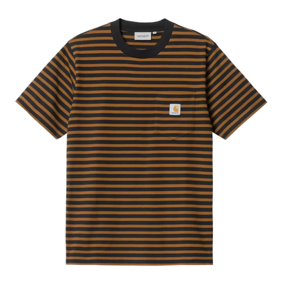 Carhartt WIP Seidler Stripe Pocket Tee - Deep Hamilton Brown/Black