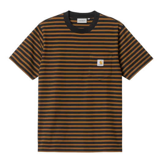 Carhartt WIP Seidler Stripe Pocket Tee - Deep Hamilton Brown/Black