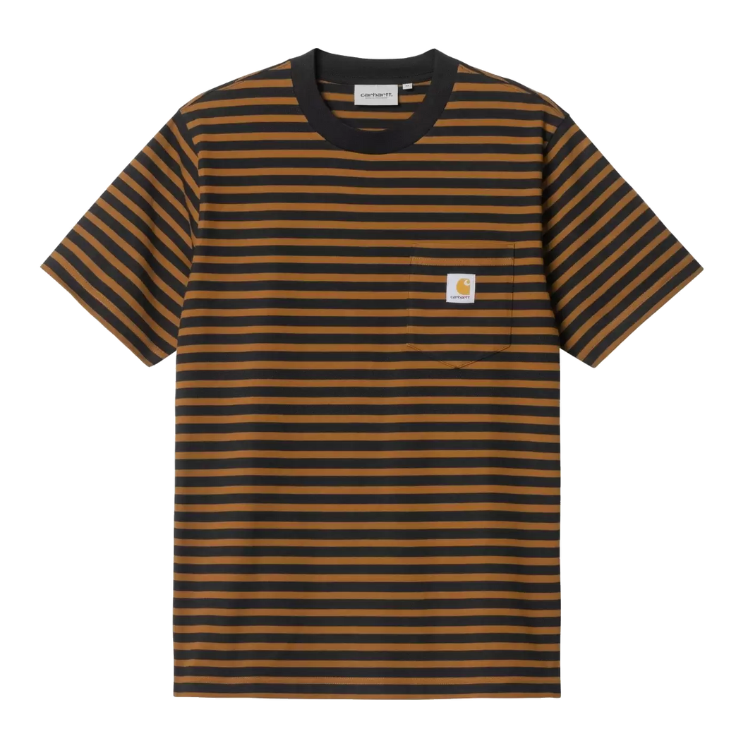 Carhartt WIP Seidler Stripe Pocket Tee - Deep Hamilton Brown/Black