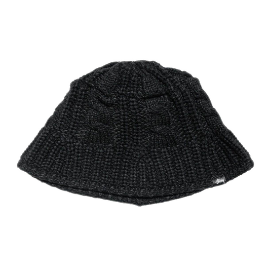 Stussy Cable Knit Bucket Hat - Black