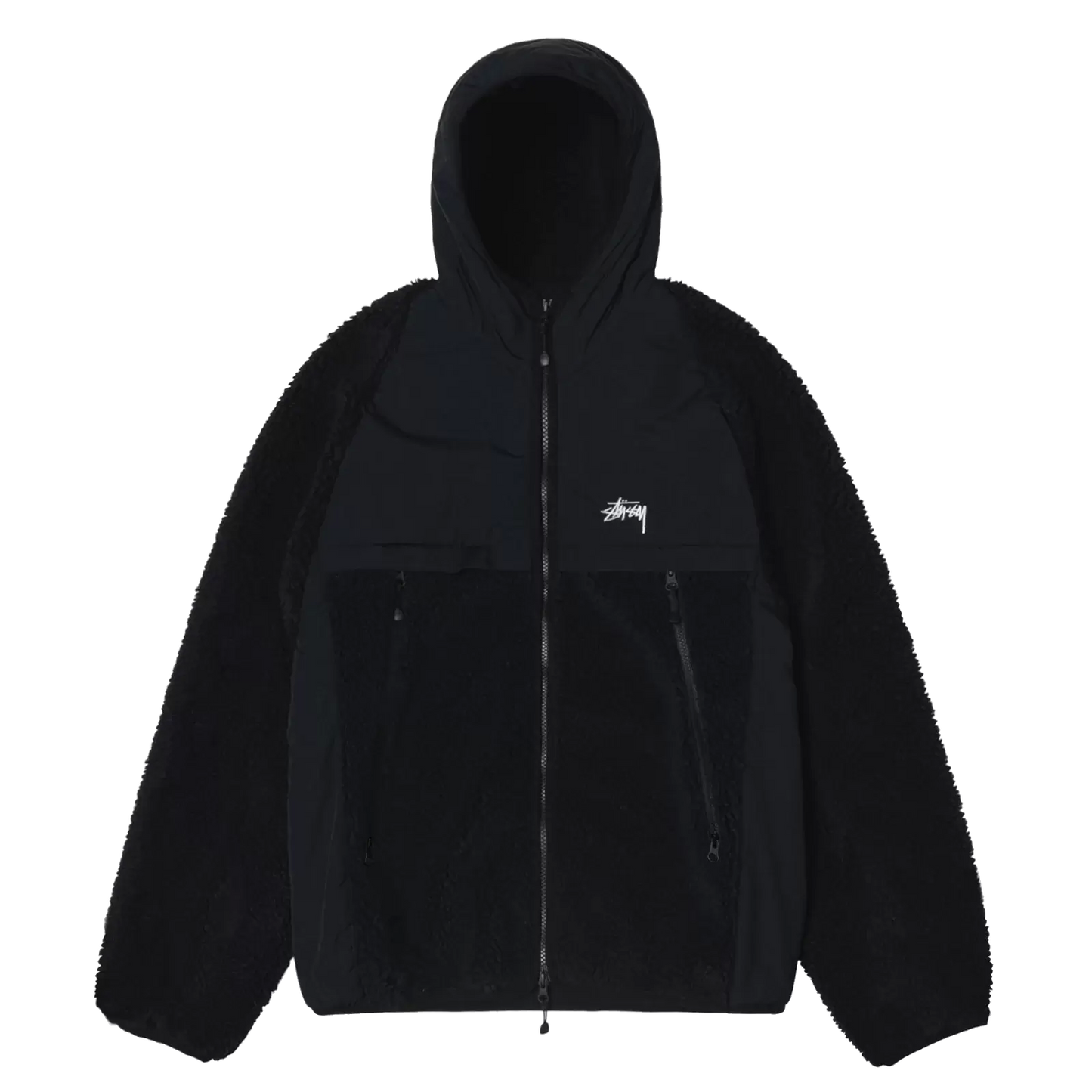 Stussy Sherpa Paneled Hooded Jacket - Black