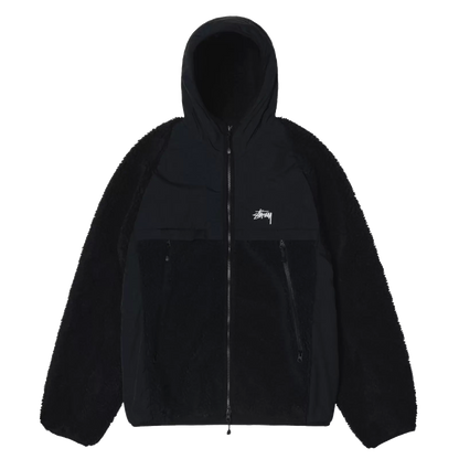 Stussy Sherpa Paneled Hooded Jacket - Black