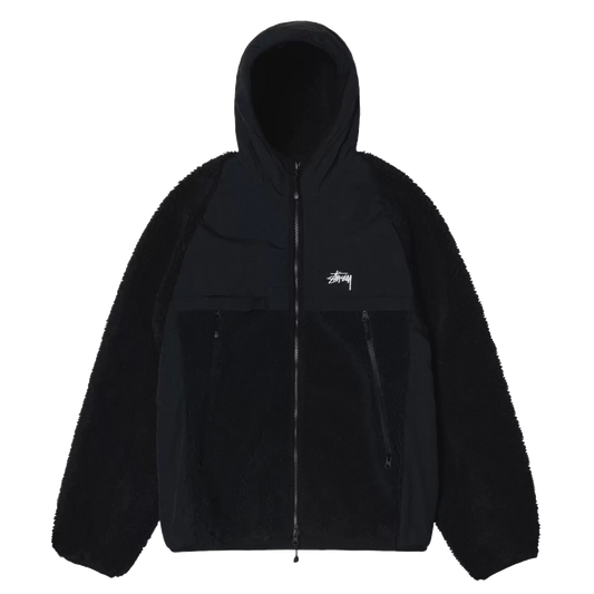 Stussy Sherpa Paneled Hooded Jacket - Black