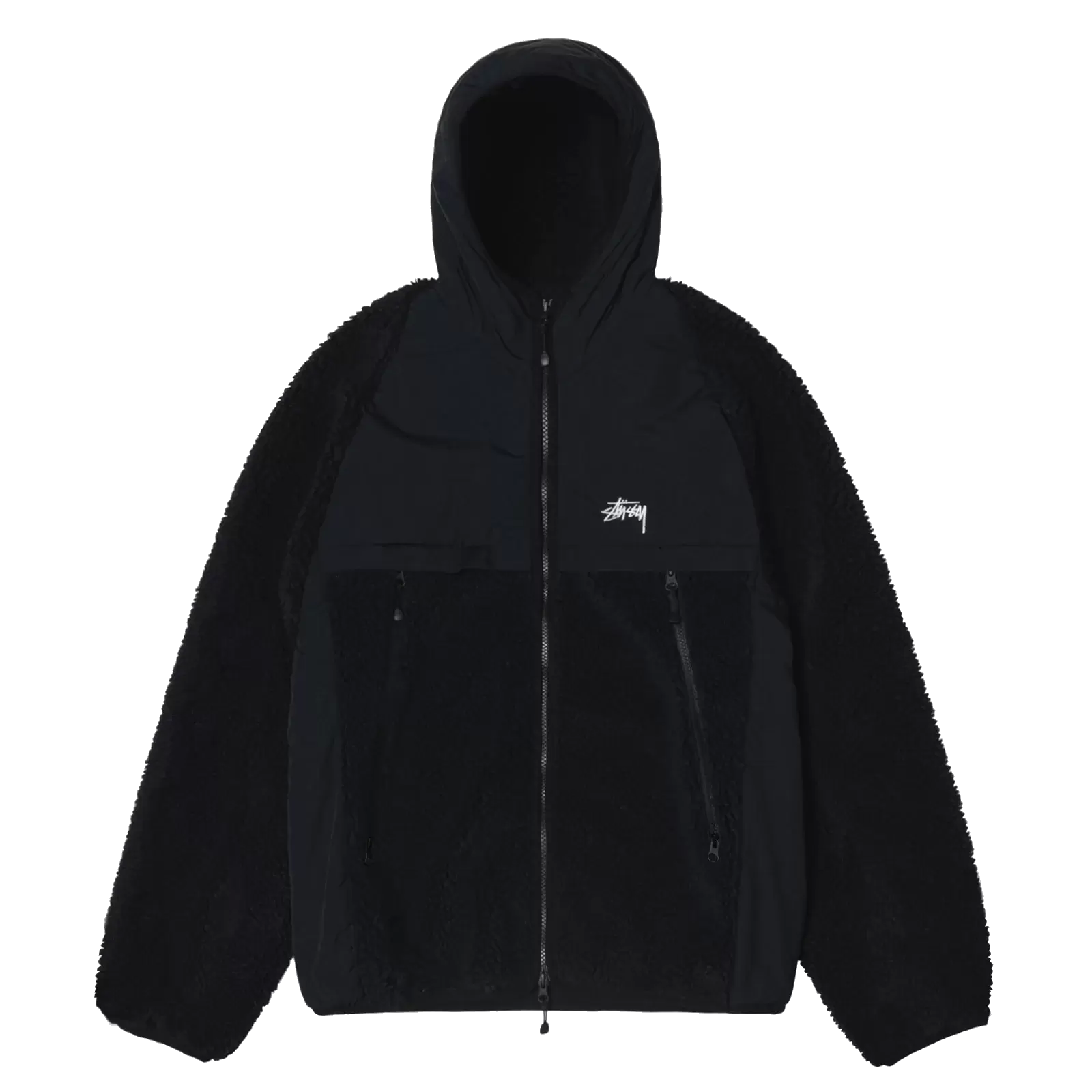 Stussy Sherpa Paneled Hooded Jacket - Black