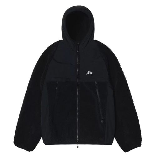 Stussy Sherpa Paneled Hooded Jacket - Black