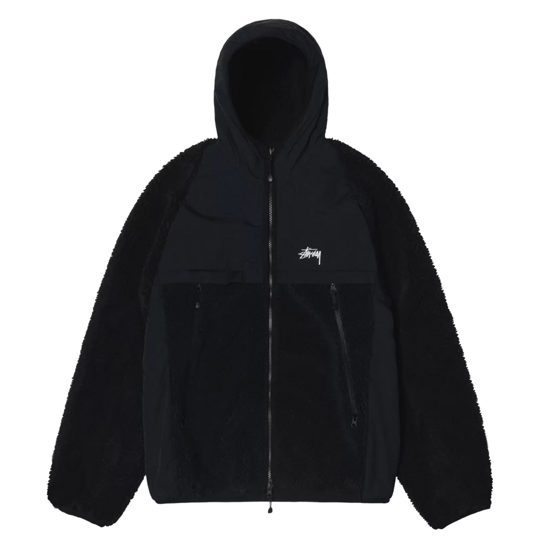 Stussy Sherpa Paneled Hooded Jacket - Black