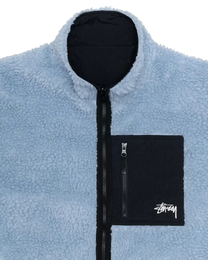 Stussy Sherpa Reversible Jacket - Light Denim