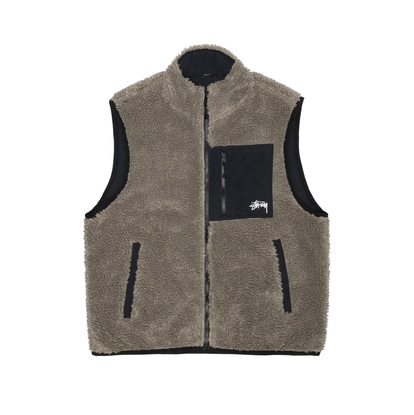 Stussy Sherpa Reversible Vest - Stone