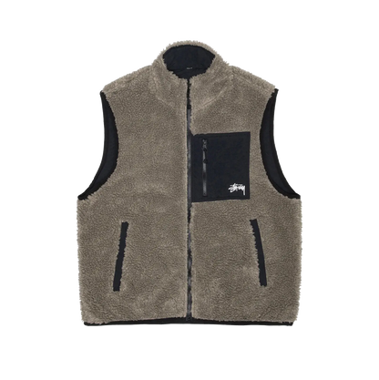 Stussy Sherpa Reversible Vest - Stone