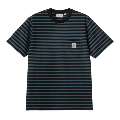 Carhartt WIP Seidler Stripe Pocket Tee - Squid/Black