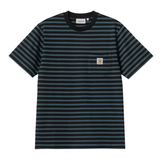 Carhartt WIP Seidler Stripe Pocket Tee - Squid/Black