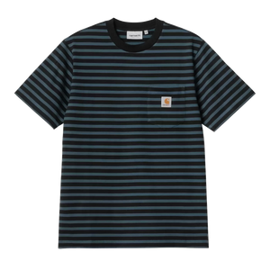 Carhartt WIP Seidler Stripe Pocket Tee - Squid/Black