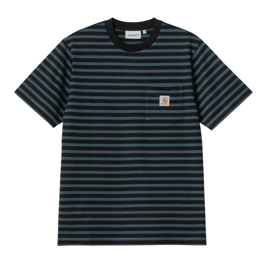 Carhartt WIP Seidler Stripe Pocket Tee - Squid/Black