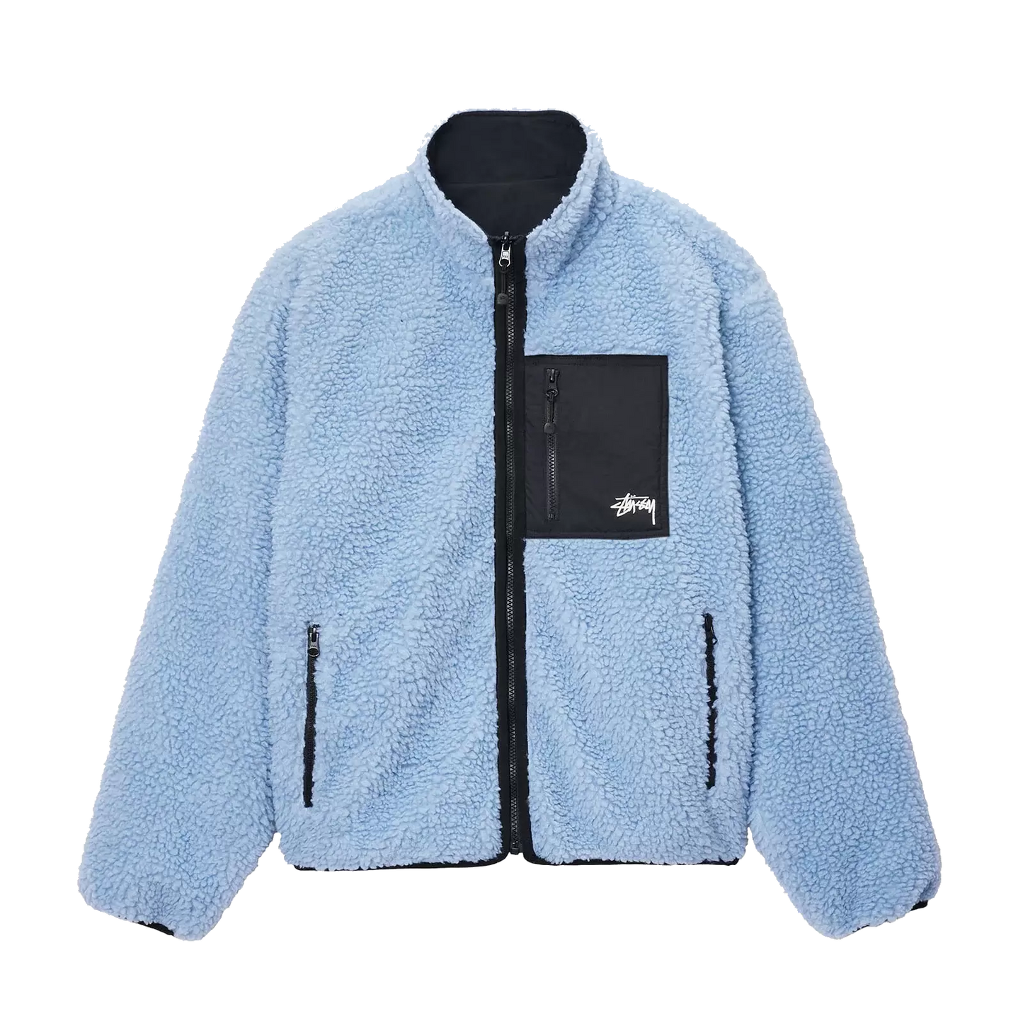 Stussy Sherpa Reversible Jacket - Light Denim