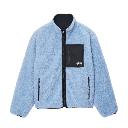 Stussy Sherpa Reversible Jacket - Light Denim