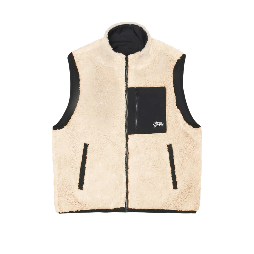 Stussy Sherpa Reversible Vest - Beige