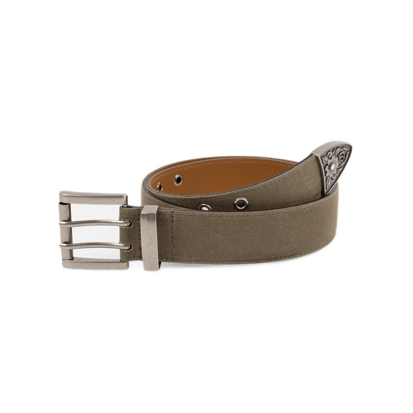 Dime Waxed Canvas Belt - Brown/Olive