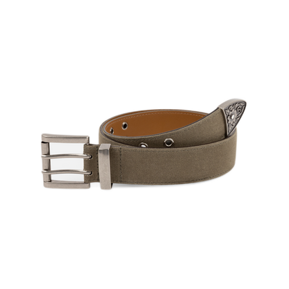 Dime Waxed Canvas Belt - Brown/Olive