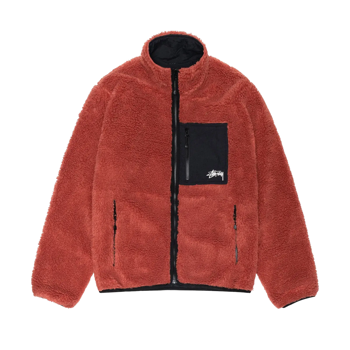 Stussy Sherpa Reversible Jacket - Terracotta