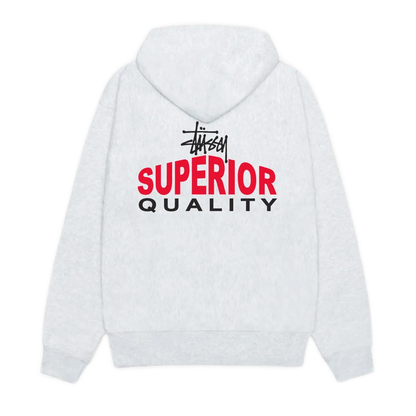 Stussy Superior Quality Zip Hoodie - Ash – Ninetimes Skateshop Stussy Superior Quality Zip Hoodie - Ash – Ninetimes Skateshop