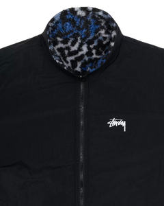 Stussy Sherpa Reversible Jacket - Blue Leopard