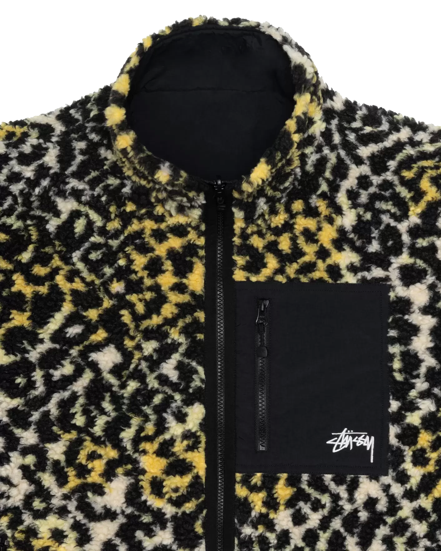 Stussy Sherpa Reversible Jacket - Yellow Leopard