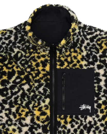 Stussy Sherpa Reversible Jacket - Yellow Leopard