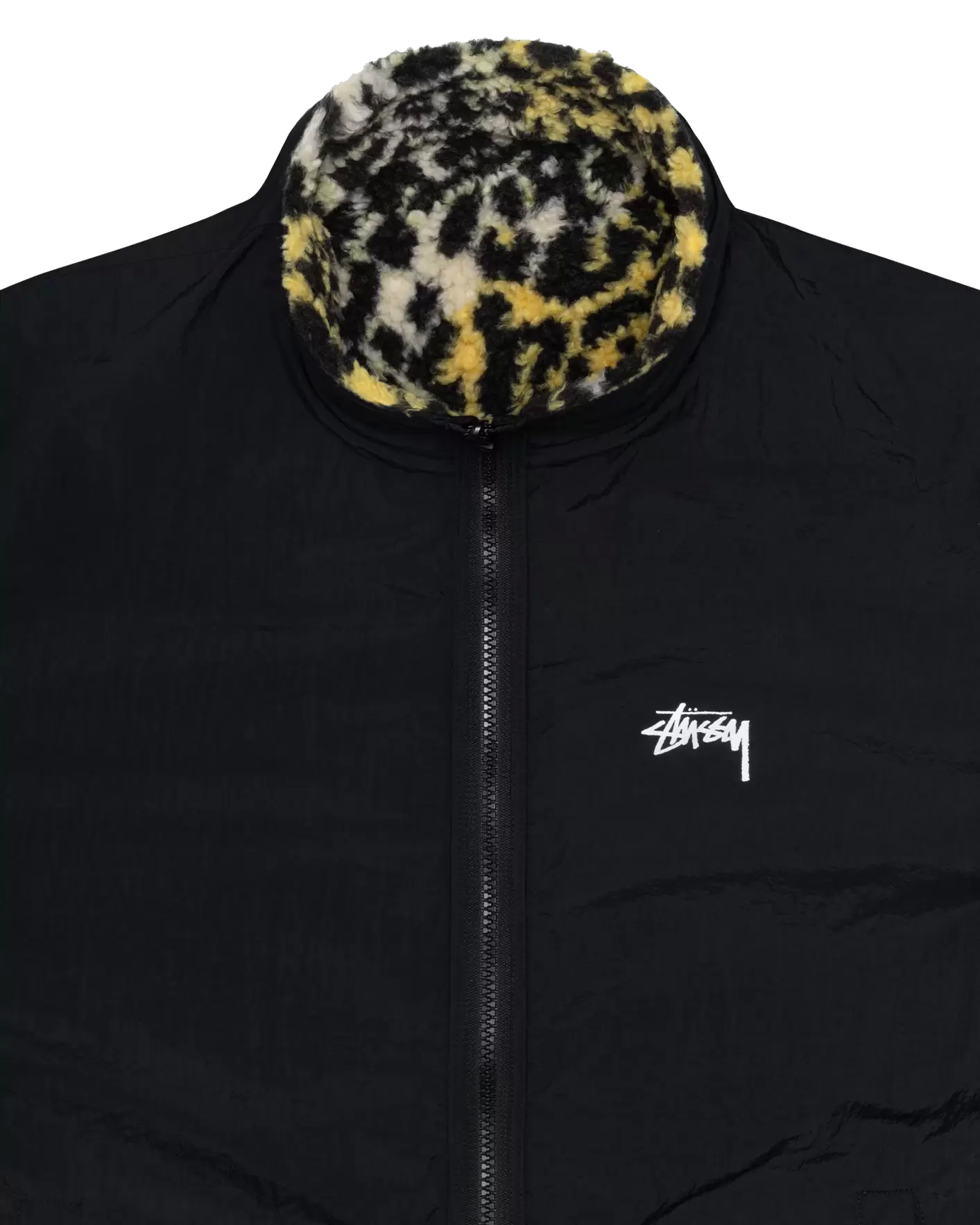 Stussy Sherpa Reversible Jacket - Yellow Leopard