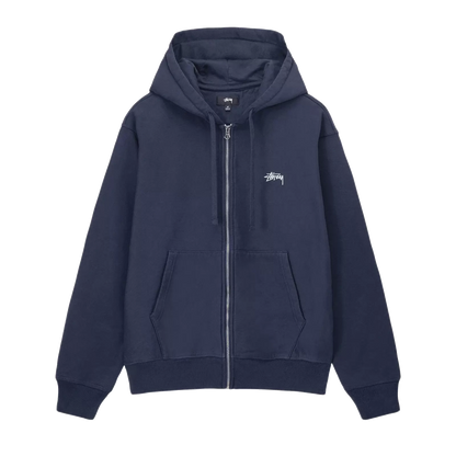 Stussy Stock Logo Zip Hoodie - Navy