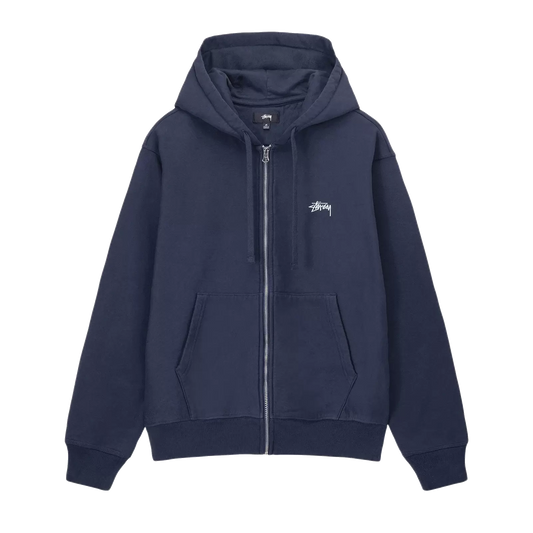 Stussy Stock Logo Zip Hoodie - Navy