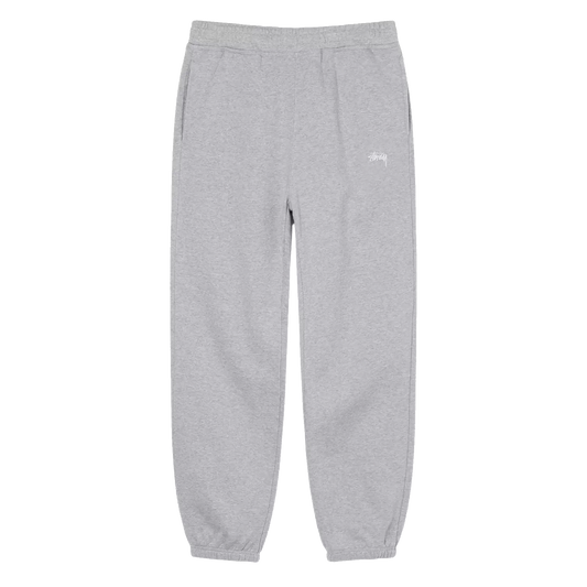 Stussy Stock Logo Fleece Pant - Grey Heather