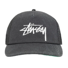 Load image into Gallery viewer, Stussy Mid-Depth Big Stock Mesh Snapback - Black