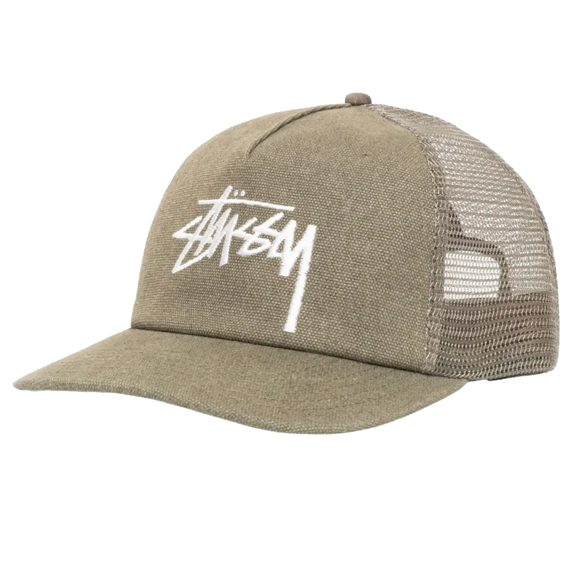 Stussy Mid-Depth Big Stock Mesh Snapback - Army Green