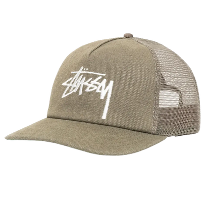 Stussy Mid-Depth Big Stock Mesh Snapback - Army Green