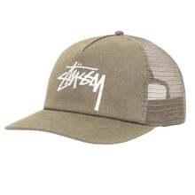 Load image into Gallery viewer, Stussy Mid-Depth Big Stock Mesh Snapback - Army Green