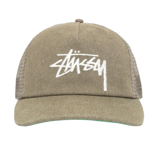 Stussy Mid-Depth Big Stock Mesh Snapback - Army Green