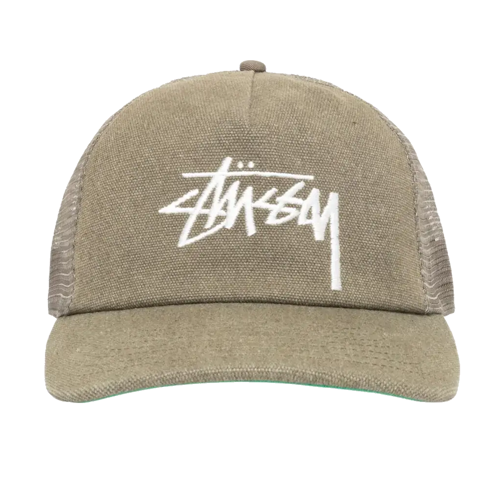 Stussy Mid-Depth Big Stock Mesh Snapback - Army Green