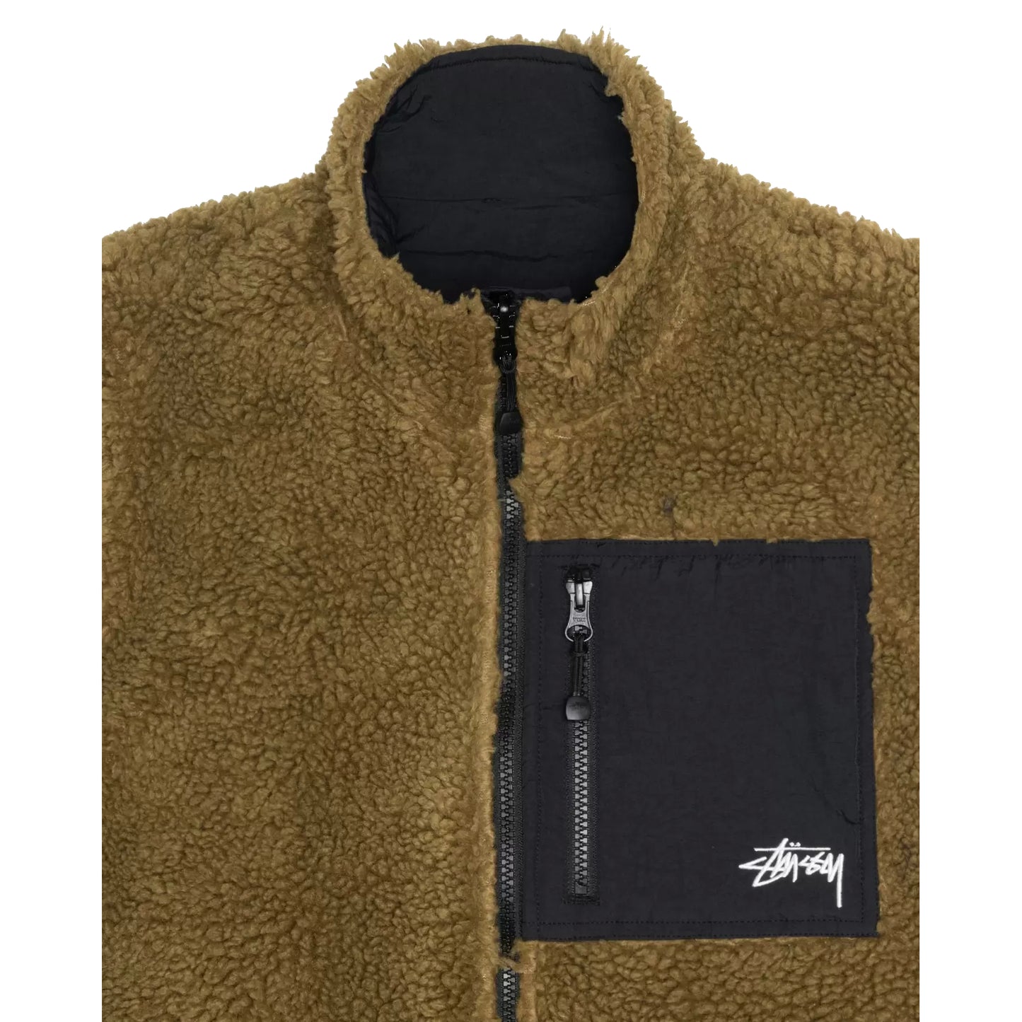 Stussy Sherpa Reversible Vest - Olive