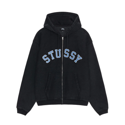 Stussy Faded Graphic Zip Hoodie - Washed Black