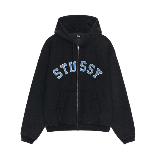 Stussy Faded Graphic Zip Hoodie - Washed Black