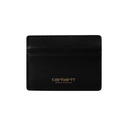 Carhartt WIP Vegas Cardholder - Black Leather/Gold