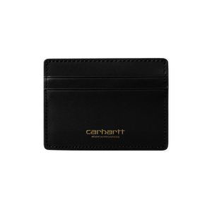 Carhartt WIP Vegas Cardholder - Black Leather/Gold