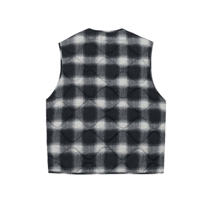 Stussy Plaid Nylon Liner Vest - Black