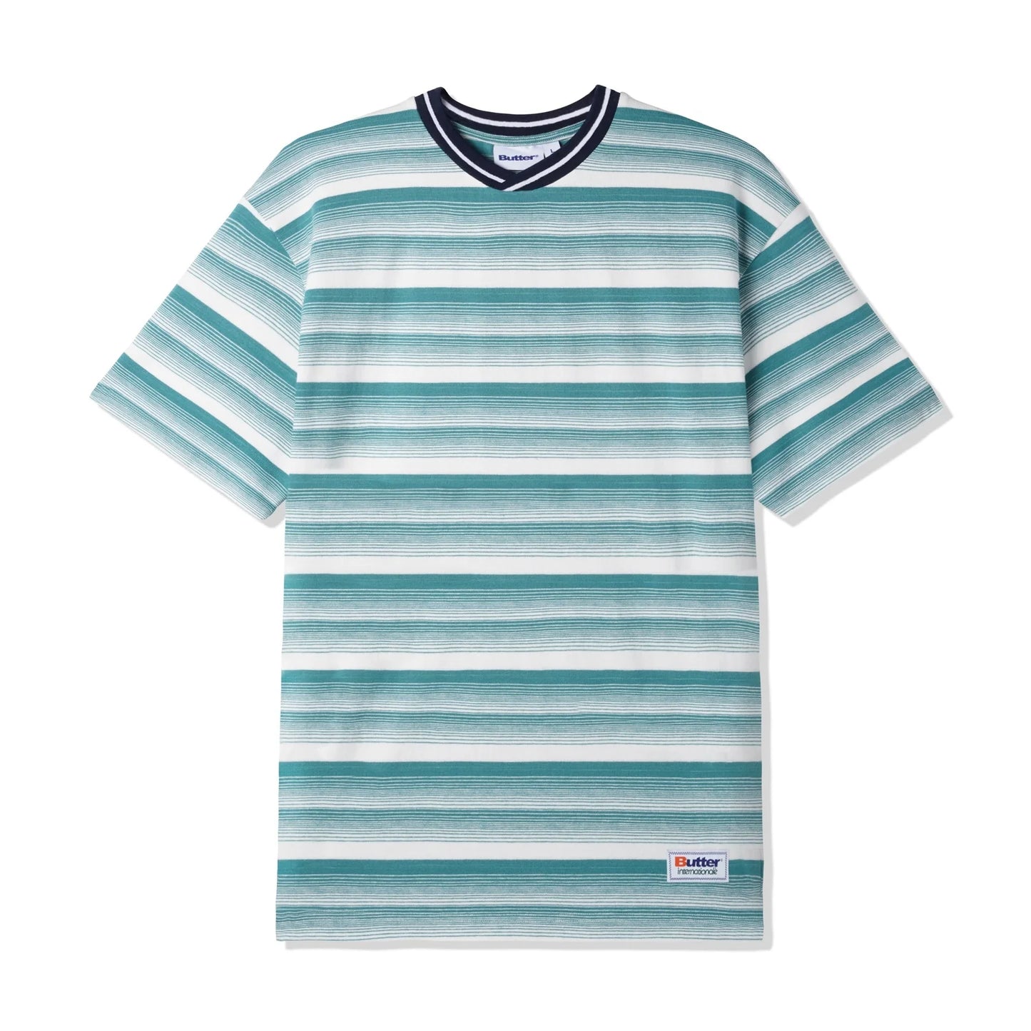 Butter Goods Internationale Stripe Tee - White/Teal