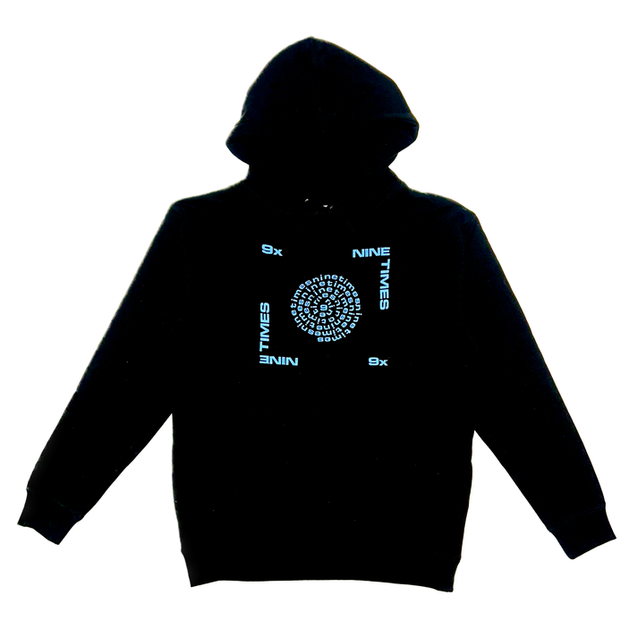 Ninetimes Letraset Hoodie - Black Ice – Ninetimes Skateshop