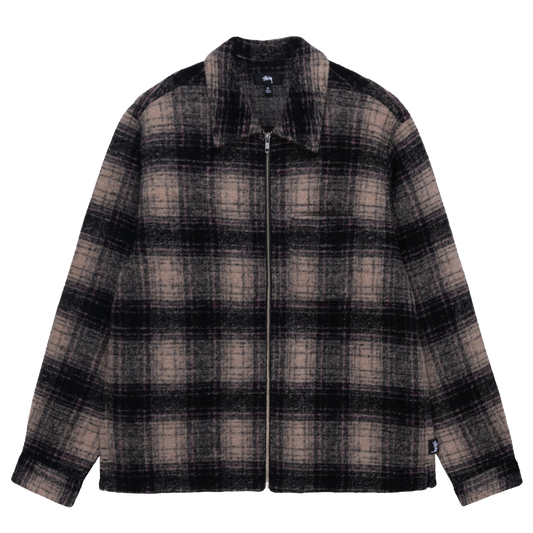 Stussy Wool Plaid Zip Shirt - Lilac