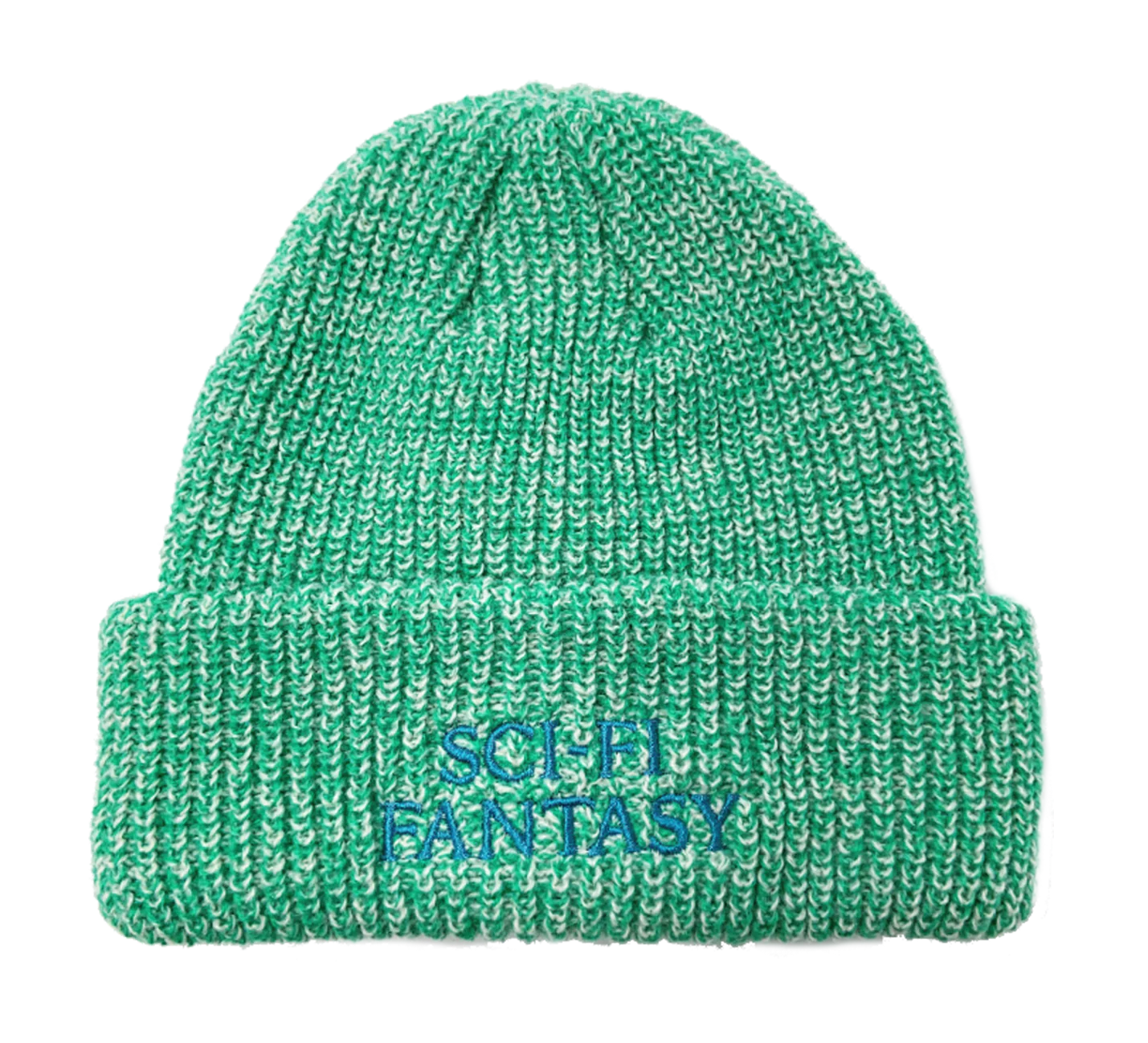 Sci-Fi Fantasy Mixed Yarn Logo Beanie - Green/Cream