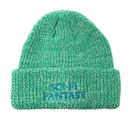 Sci-Fi Fantasy Mixed Yarn Logo Beanie - Green/Cream